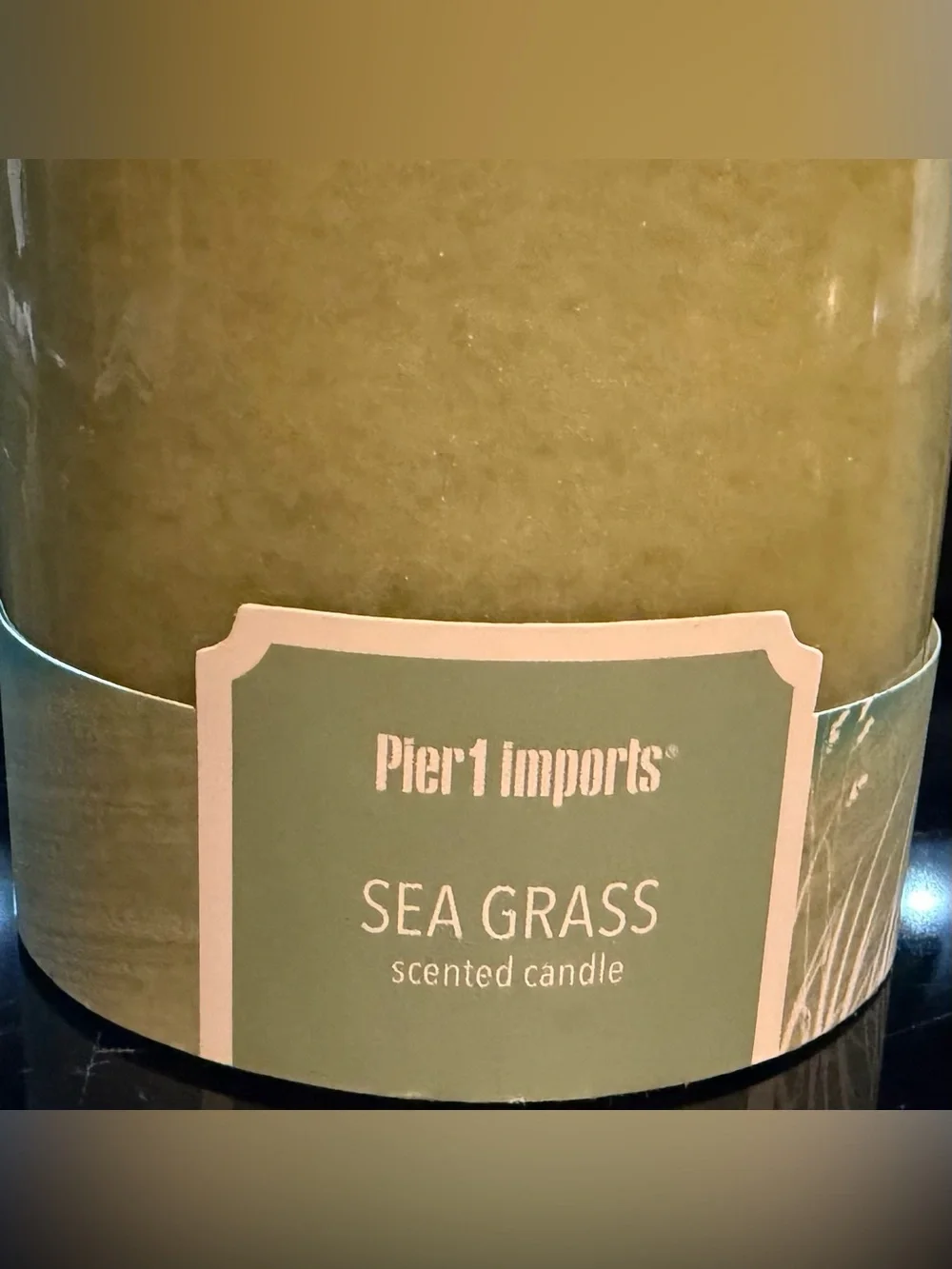 Pier 1 Imports Sea Grass Scented Pillar Candle 6” green (read description)